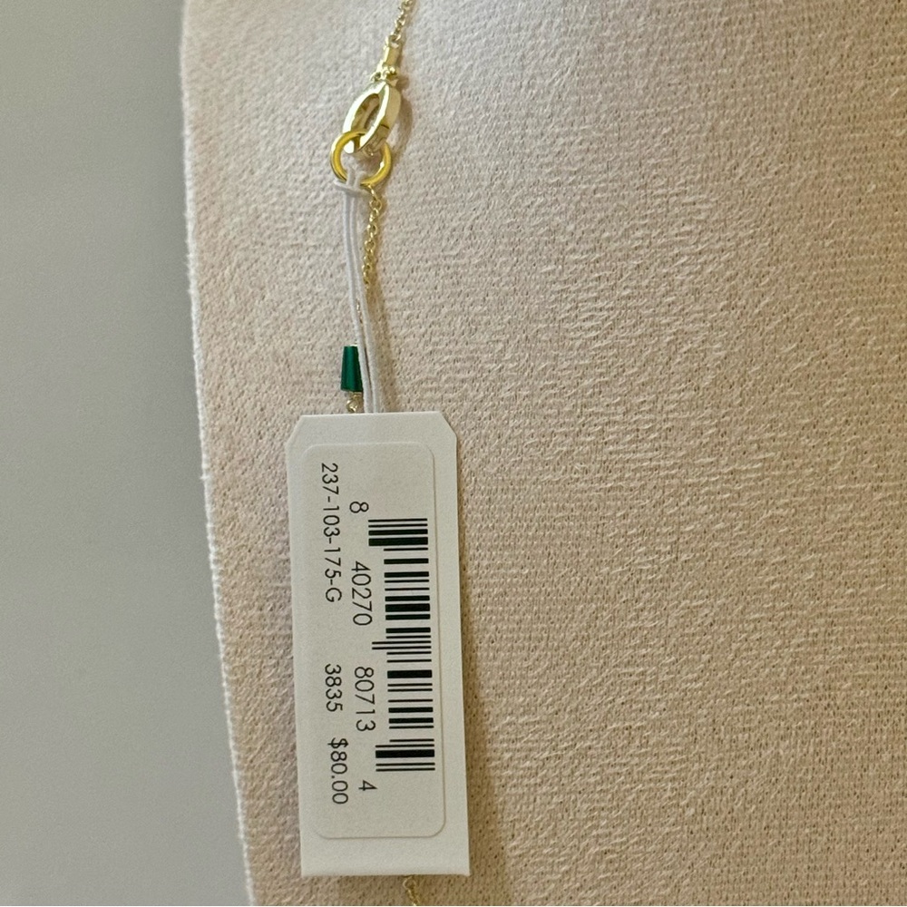Gorjana New 18k Gold Plated Brass Tatum Bead Necklace in Green Malachite 17” - Picture 6 of 7